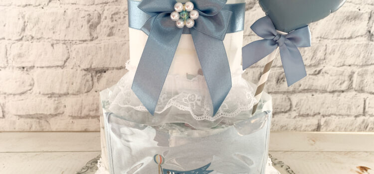 名入れバルーン付き２段おむつケーキ