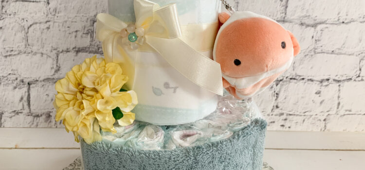 水の生き物おむつケーキ